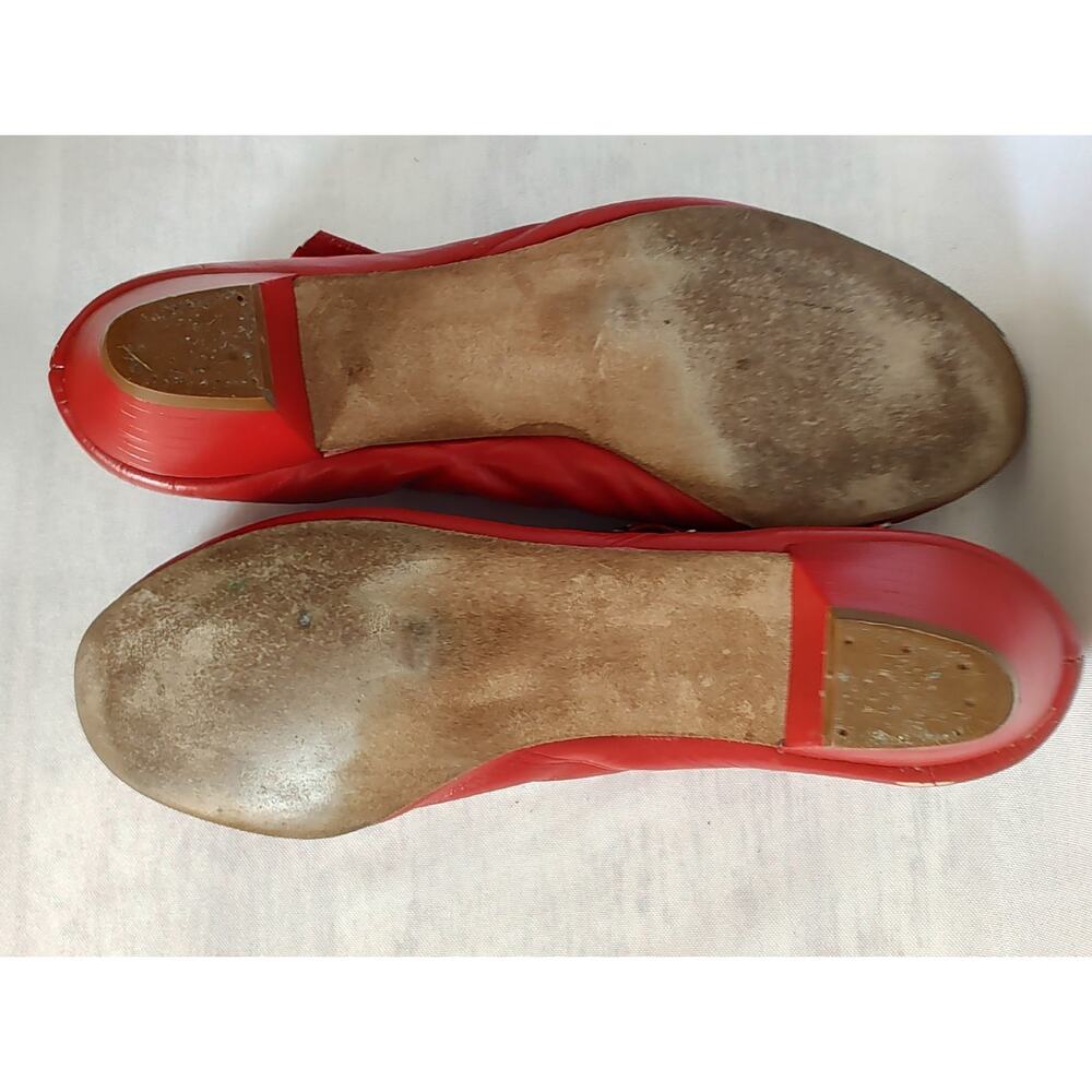 Leo's Dance Wear Rockabilly Women’s Red Leather T-Strap Dance Shoes, Low Heel - Picture 13 of 16